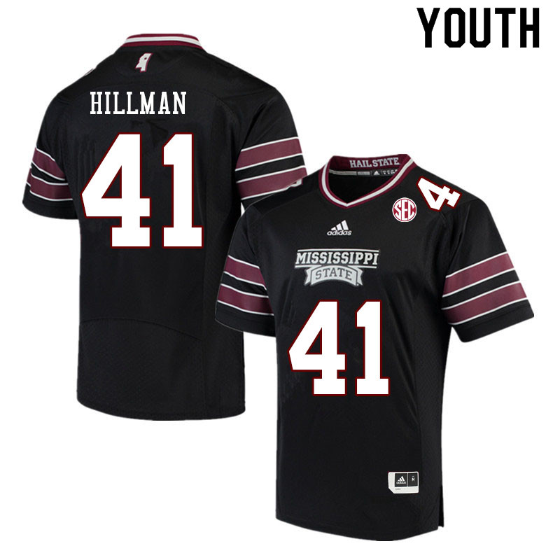 Youth #41 Manuel Hillman Mississippi State Bulldogs College Football Jerseys Sale-Black